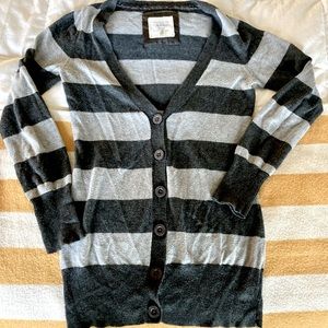 Long cardigan rugby-stripe sweater